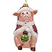 Pig in Santa Outfit Glass Christmas Ornament