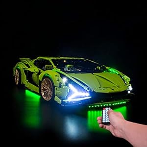 FADF LED Kit di Illuminazione per Lego Lamborghini Sián FKP 37, Multieffetto Telecomando LED Luci Illuminazione Compatibile Lego 42115 (Non Include Il Set Lego) Kit illuminazione LEGO