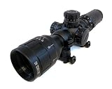 Monstrum Tactical 3-9x32 AO Rifle Scope with Illuminated Range Finder Reticle and High Profile Scope Rings (Black/Black Rings)