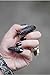 Wowlife False Nail Punk Style Talon Claw Paw Finger Ring Knuckle Bend Fingertip Finger Claw Ring Can not be adjusted (10 Pcs, Black)