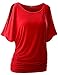 TWINTH Drape Tunic Top Plus Size Loose Fit Cut Out Off Shoulder RED 2XL
