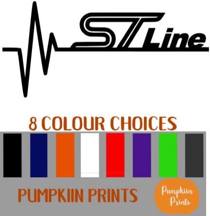 Pumpkiin Prints ST LINE HEART RATE Sticker DECAL- WINDOW BUMPER MUDGAURD FORD FIESTA FOCUS VINYL FIESTA FOCUS (Black)