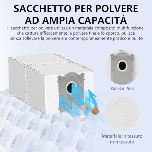 Homruich di Accessori da 21 Pezzi per Ecovacs Deboot T50 Pro Omni/T50 Omni Aspiratore Pezzo di Ricambio, 1 Spazzola Principale, 4 Filtri, 4 Asciugamani, 6 Sacchetti di Polvere, 6 Spazzole Laterali