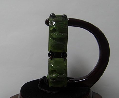 Yan Jade 1.3" China Certified Nature Hetian Nephrite Jade Blessing Bat and Beetle Hand Carved Bangle Bracelets