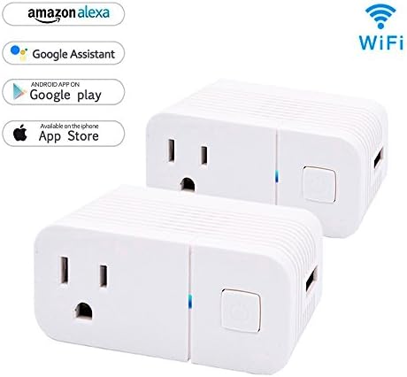 Smart Plug Mini(2-Pack), Wi-Fi Enabled Socket, Compatible with Alexa&amp;Google Assistant, Switch On/Off your Devices from Anywhere, No Hub Required, Timing Function, with USB Port