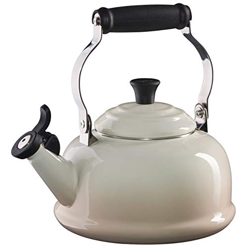 Le Creuset Enamel On Steel Whistling Tea Kettle, 1.7 qt., Meringue