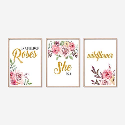 Amazon Com Nursery Wall Art Nursery Printable Art Baby Girl Nursery Decor Pink Teal Floral Nursery Set Of 3 Prints Nursery Bouquet Wildflowers Print 8 X 10 Prints Set Of 3 Unframed Handmade