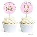 Andaz Press Blush Pink Gold Glitter Girl's 1st Birthday Party Collection, Round Cupcake Topper DIY Party Favors Kit, 20-Pack
