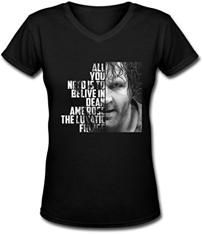 HIE Dean Ambrose Face Picture V Neck T-shirt for women M