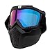 ThyWay Anti-Fog Windproof Motorcycle Goggles Riding Detachable Modular Face Mask Shield Goggles - Protect Padding Mouth Filter for Motorcycle Helmet (Blue)