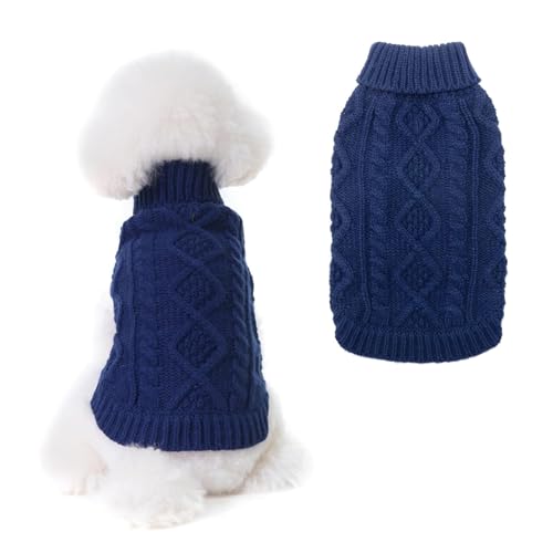 BINGPET Thermal Knitted Dog Sweater for Small Medium Large Dogs,Winter Dog Cat Coat Warm Sweartershirts Outfits,Classic Cable Knit Turtleneck Pullover Dog Jumper Coat Warm Sweartershirts — image 1