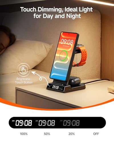 SwanScout Cargador Inalámbrico Magnético para Samsung S26 Ultra/S26+/S26/S25/S24/Z Flip 7/Z Fold, 3 en 1 Estación de Carga Inalámbrica para Galaxy Watch 8 Classic/8/Ultra/7/6/5 (Sin Adaptador) | Estación de carga 3 en 1 con reloj, solo para Samsung Watch, alineación magnética, adaptador no incluido
