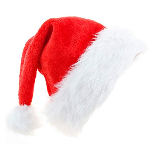 ShirazO Classic Red Santa Hat for Adults Soft Velvet Christmas Hat for Men & Women Warm Comfortable, Perfect for Parties New Year Christmas Costumes