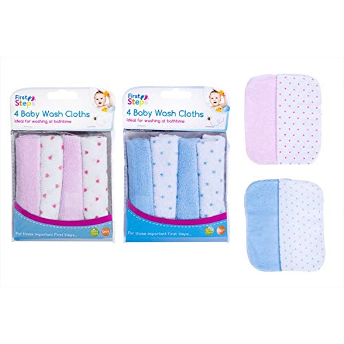 First Steps Pack Of Four Baby Wash Cloths#2c