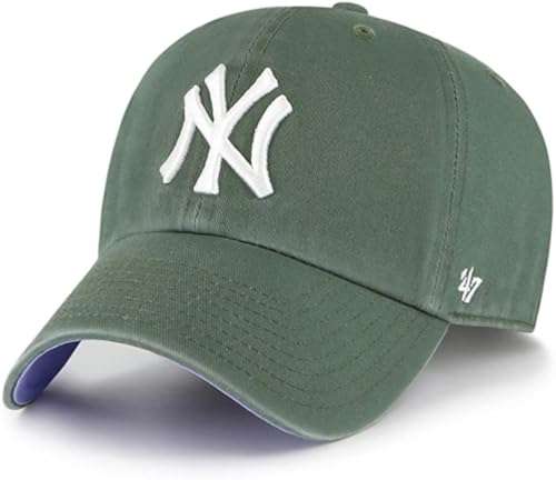 47 Baseballkappe mit New York Yankees Primary Logo Ballpark Clean Up Dad – mehrere Farben, New York Yankees Moss Green Blue, Einheitsgre