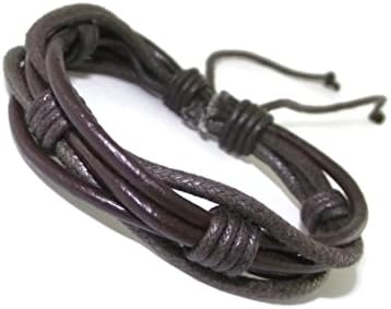 Chillvery Mens Vintage Leather Brown Wristband Wrap Bracelets