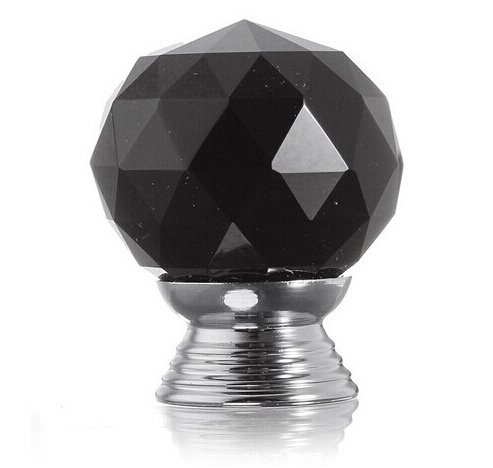 Do4U 10pcs 30mm Crystal Glass Cabinet Knob Drawer Pull Handle Kitchen Door Wardrobe Hardware Used for Cabinet, Drawer, Chest, Bin, Dresser, Cupboard (30mm, Black)