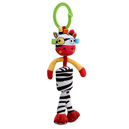 Meolin Baby Rattle Soft Plush Baby Car Seat Revolving Hanging Rattles Dangle Toy Mobiles Handbell,Striped little donkey,11.8inch