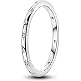 Parmuz 925 Sterling Silver Rings for Woman Dainty Stackable CZ Star Moon Cross Eternity Engagement Bands Ring for Her