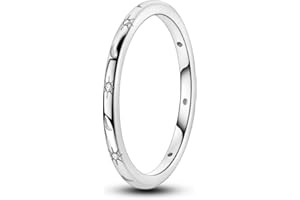 Parmuz 925 Sterling Silver Rings for Woman Dainty Stackable CZ Star Moon Cross Eternity Engagement Bands Ring for Her