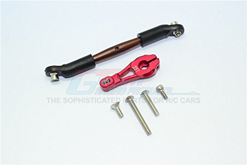 GPM Traxxas TRX-4 Trail Defender Crawler Upgrade Parts Aluminum Servo Horn With Spring Steel Steering Link - 8Pcs Set Red