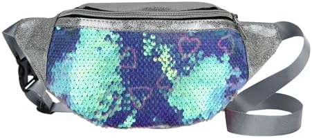 AfitLulu Sequin Waist Packs Sport Bum Bag with Adjustable Waist Straps, Shiny Fanny Pack PU Leather Chest Bag Crossbody Bag with Multiple Styles for Running Cycling Hiking (Style 4)