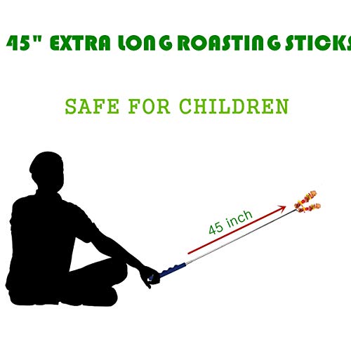 MMtong Marshmallow Roasting Sticks 5 Pack Extra Long 45’’ Stainless Telescoping Hot Dog Smores Skewers Kids Safe Barbecue Forks for Campfire, Bonfire and Grill - Thumbnail 4