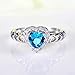 Psiroy 925 Sterling Silver Created Blue Topaz Filled Halo Heart Promise Ring