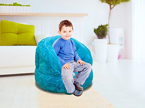 Heritage Kids Toddler Rabbit Fur Bean Bag Chair, Teal