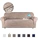 H.VERSAILTEX Elegant Luxury Ultra Soft Rich Suede Sofa Cover Stretch Plush Furniture Protector, 1 Piece for Sofa, Super Soft Machine Washable, Sand, Large Size