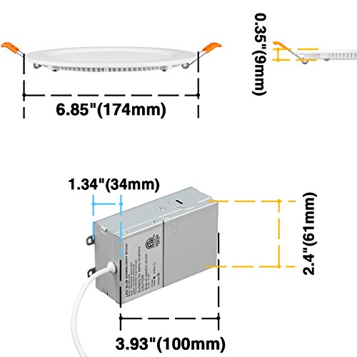 6 inch Slim LED Downlight Dimmable 12W (=100W) LED Recessed Lighting, 950LM 5000K Daylight White cETLus Listed Recessed Trim Ceiling Light Fixture 4 Pack 5000K Daylight - Thumbnail 2