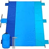 Esup Beach Blanket Sand Proof Oversized Waterproof 10′ x 9′ Beach Mat, Very Soft & Lightweight Durable 210T Ripstop Nylon, Best Choice for Picnics Travel Sports Camping