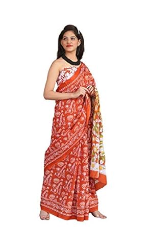 Buy Kiaaron Women's Hand Block Kalamkari Batik Bagru Jaipuri Ikat Printed Handloom Pure Cotton 