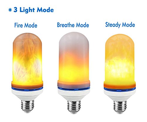JESWELL LED Flame Light Bulb, 3 Light Modes Flicker Light Bulb, E27 Base Fire Effect Light Bulb for Home Decor (Pack of 2)