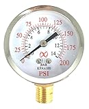 2" Air Pressure Gauge Lower Side Mount 1/4" NPT