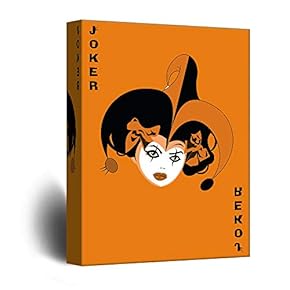 Canvas Wall Art - Playing Poker Card Design - Joker with Orange Background - Giclee Print Gallery Wrap Modern Home Art Ready to Hang - 12x18 inches