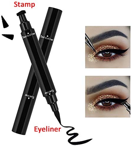 Eyeliner Stamp Waterproof Long Lasting Smudgeproof Liquid Eye Liner Pen Double Sided Eye Makeup Seal Stamp Tool for Wing or Cat Eye - Black (211B)