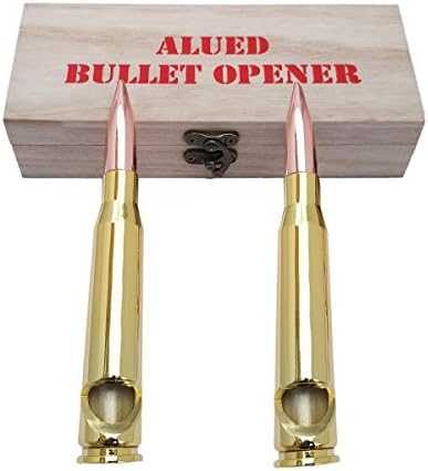 Alued 50 Caliber BMG Bullet Bottle Opener Combo Pack with wooden gift box, 2pcs SET,Great bar man cave gears
