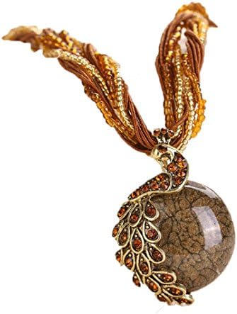 Gifts!Women Necklace Daoroka Cats Eyes Opal National Personality Peacock Pendant Necklace Fashion Jewelry for Mom Girlfriend