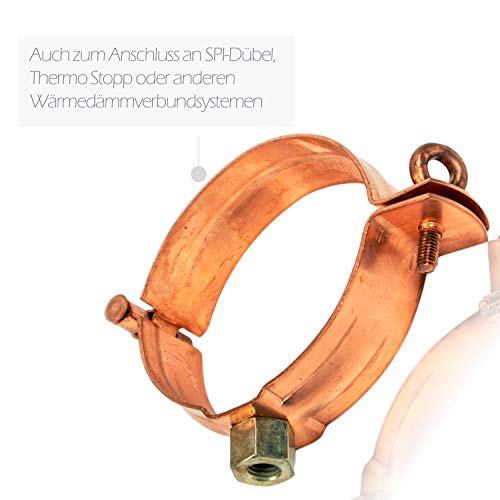 Fallrohrschelle Kupfer 80 mm mit M8/M10 Gewindeanschluss - Schraubrohrschelle zur Befestigung von Fallrohren am Gebäude… – Bild 7