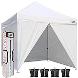 Eurmax 10x10 Ez Pop up Canopy Tent, Commercial Outdoor Tent with 4 Zippered Side Walls and Carry Bag, White