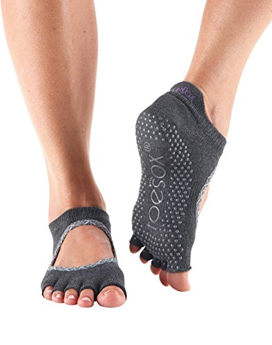 ToeSox Women's Bellarina Half Toe Grip Non-Slip Socks (Carbon Batik) Small