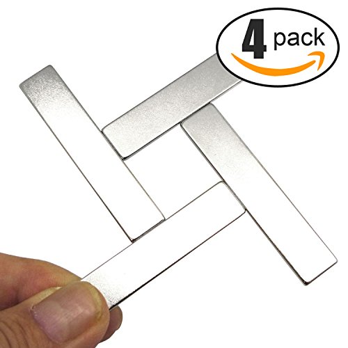 Four Piece DIYMAG Super Strong Rectangular Block Neodymium Magnets, DIY, Building, Scientific, Craft, and Office NdFeB Permanent Neodymium Magnets - 60 x 10 x 5 mm