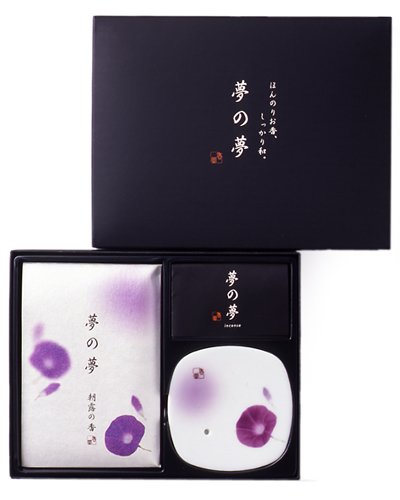 nippon kodoYume-No-Yume (Dream of Dreams) Incense & Ceramic Plate - Japanese Morning Glory Gift Set