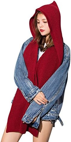 Women Girls Knitted Hooded Scarf,Winter Braided Scarves Snood Wraps,Hooded Poncho
