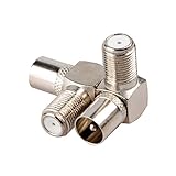 F-Type Connector, Conwork 5-Pack F-Type Female to TV PAL Male Coax Antenna Jack RF Adapter CTAV Coupler, 90 Degree Right Angle