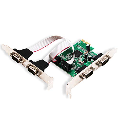 LinksTek 4 Port PCI Express Serial/RS-232/DB9/COM Card Adapter with 16C550 UART for Windows CE,XP,Vista,7,8.0,8.1,10(32/64bit) and Linux Systems-PCIE Serial Port Card (PCIE-SE4)