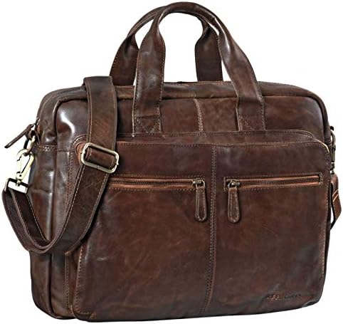 mens leather briefcase with trolley strap