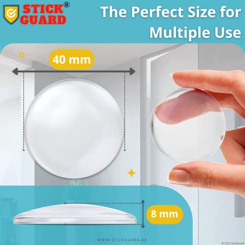 StickGuard Door Handle Wall Protector (6 Pack) - Reusable Self Adhesive Wall Bumper Protector, Shock Absorbent Gel Wall Cushion for Door Knob, Quiet, Wall Shield Silencer - Door Stopper Wall Protector