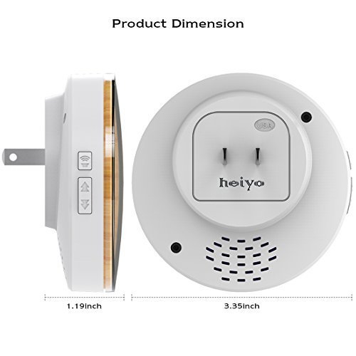 Heiyo Wireless Doorbell Wood Grain Series-2 Remote Button and 3 Remote Receivers with Operating at 260-feet/52 MP3 Melodies/ 4-Level Volume for Home/Office/Stores or Other